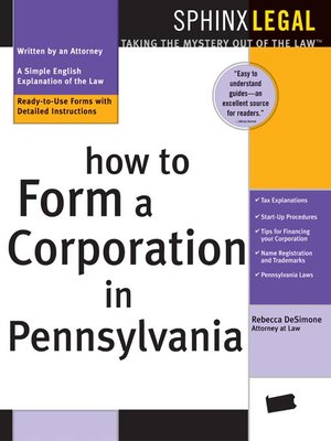 cover image of How to Form a Corporation in Pennsylvania